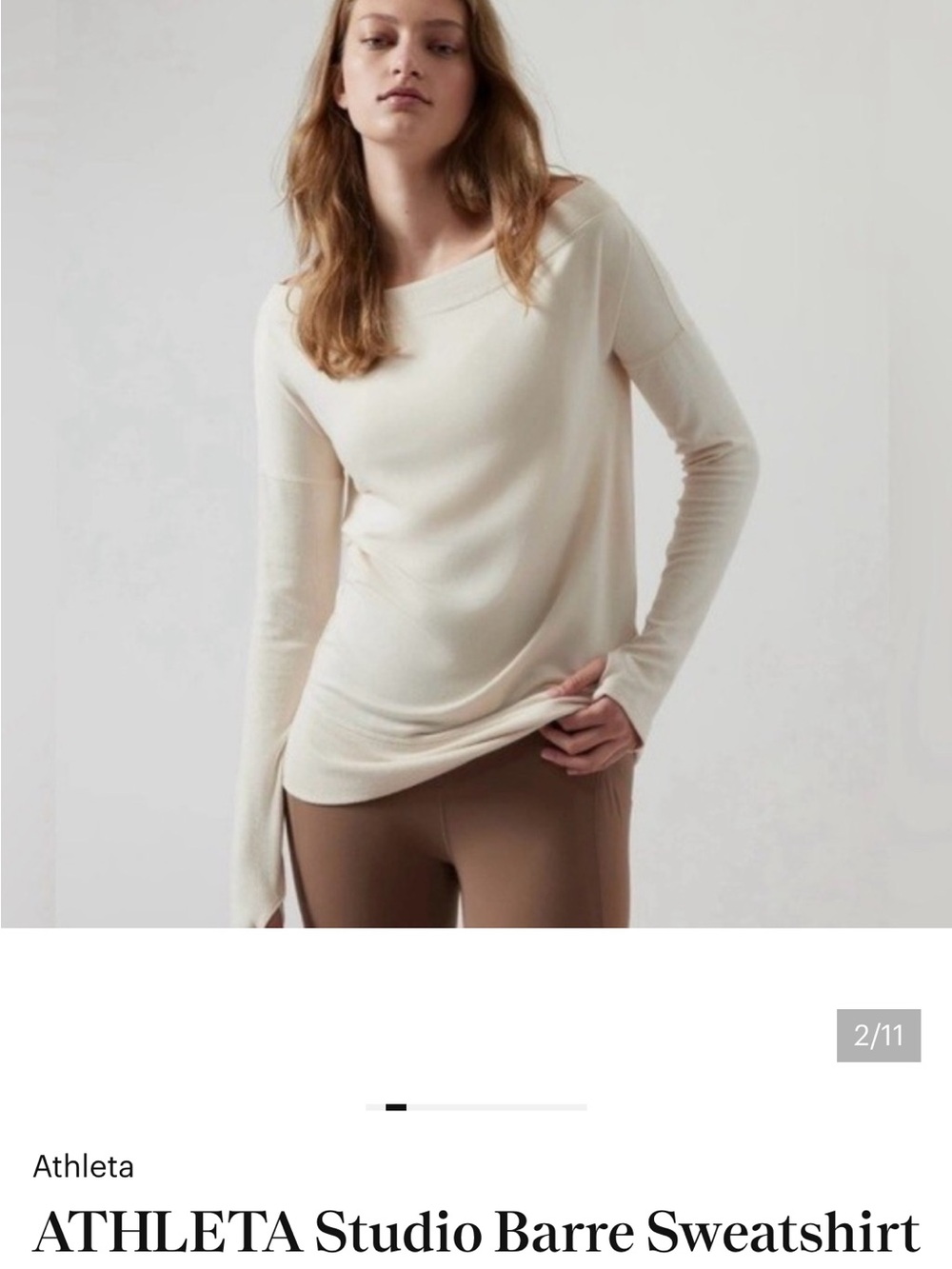 Athleta Studio Barre Sweatshirt in ivory